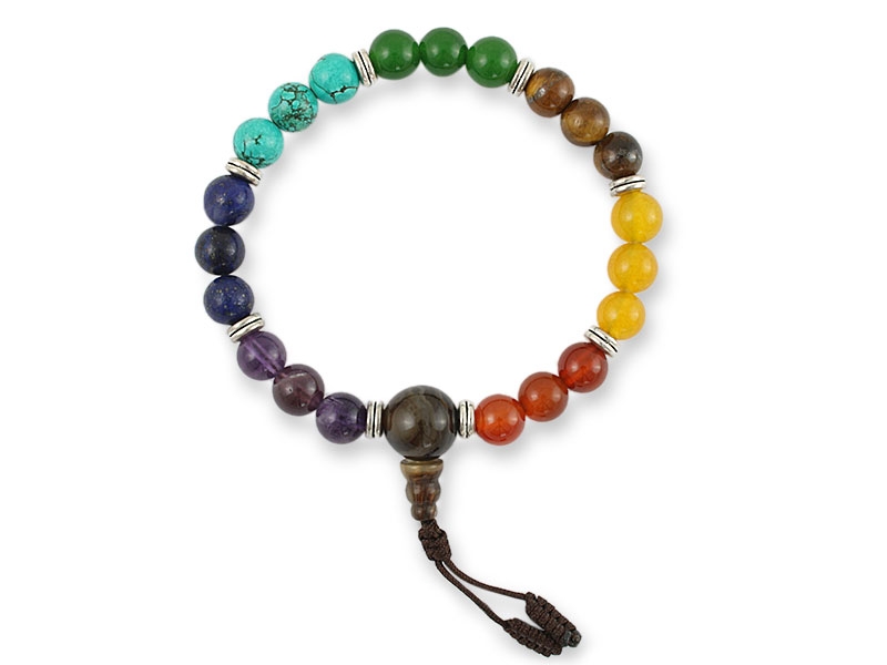 7 Chakra Handmala mit Edelsteinen