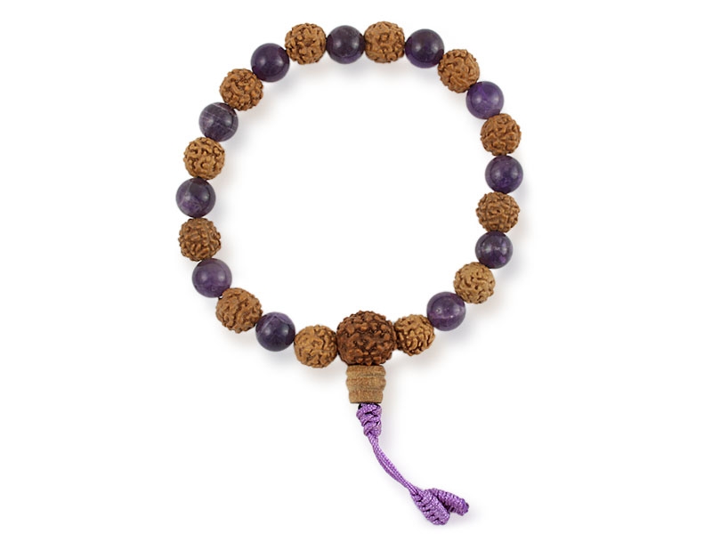 Rudraksha Handmala mit Amethyst Perlen