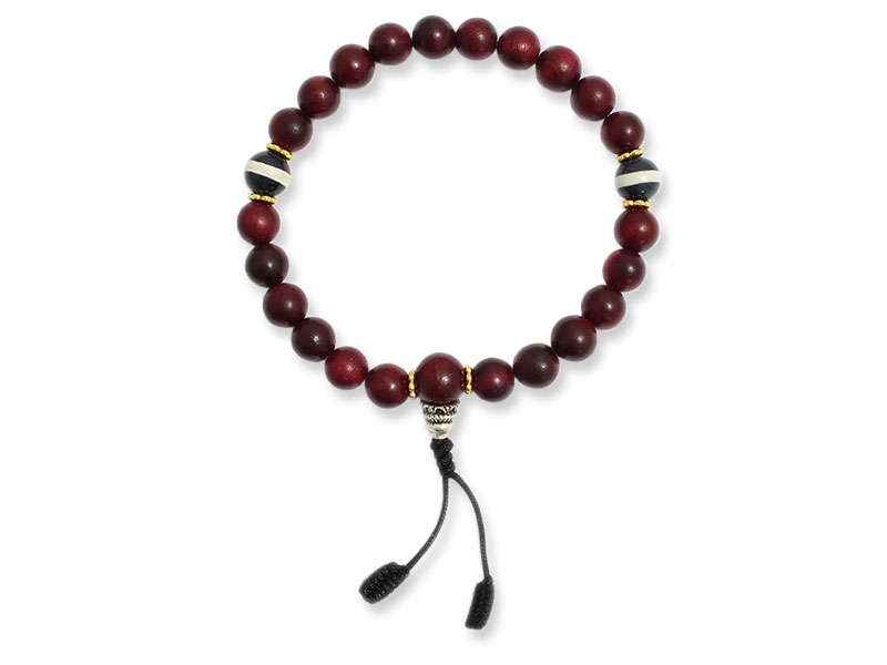 Rosenholz Hand-Mala Gebetskette mit Yak Knochen Perlen