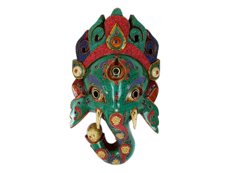 Ganesha Maske besetzt mit Türkis Koralle Lapis