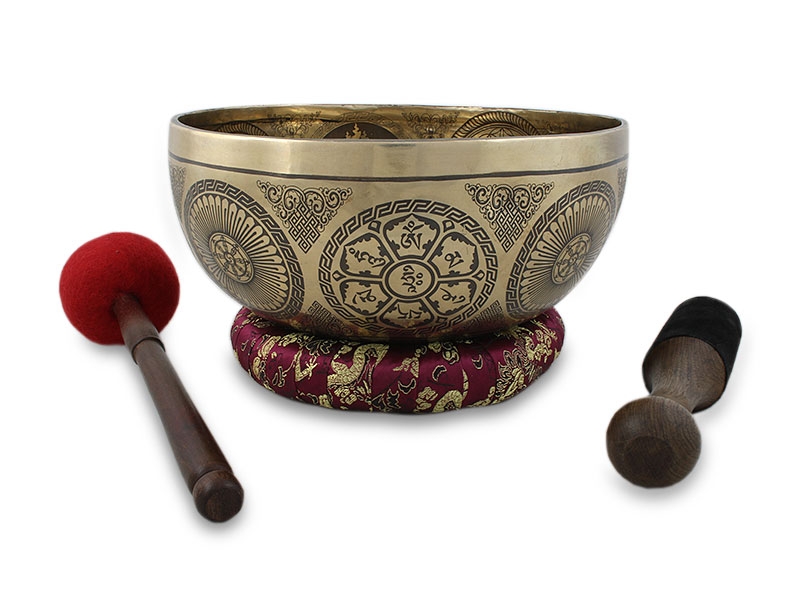 Klangschalen Set mit Jambhala Buddha Gravur