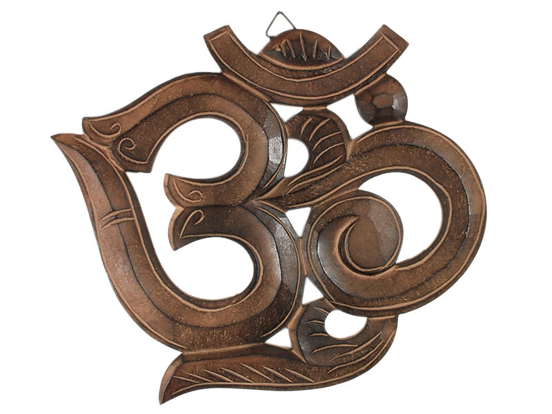 Om Symbol aus Mangoholz braun 32 cm