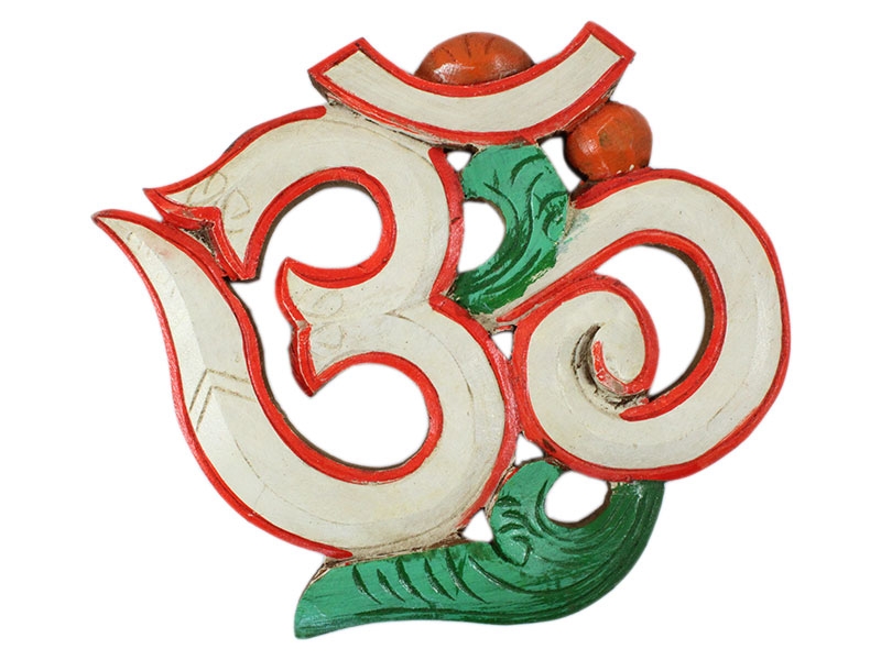 Om Aum Symbol aus Holz weiss 17 cm