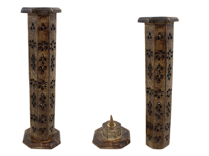 Achteckiger Räucherturm Räucherstäbchenhalter aus Mangoholz
