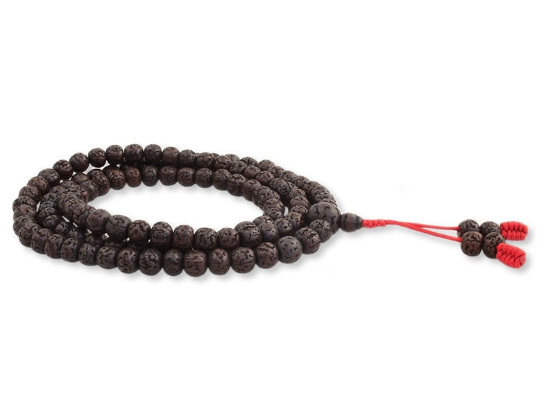 Dunkle Rudraksha Mala Gebetskette geschliffen 9 mm