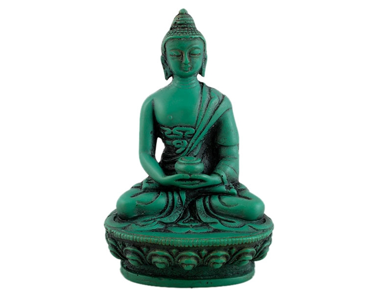 Amitabha Buddha Statue grün 11 cm
