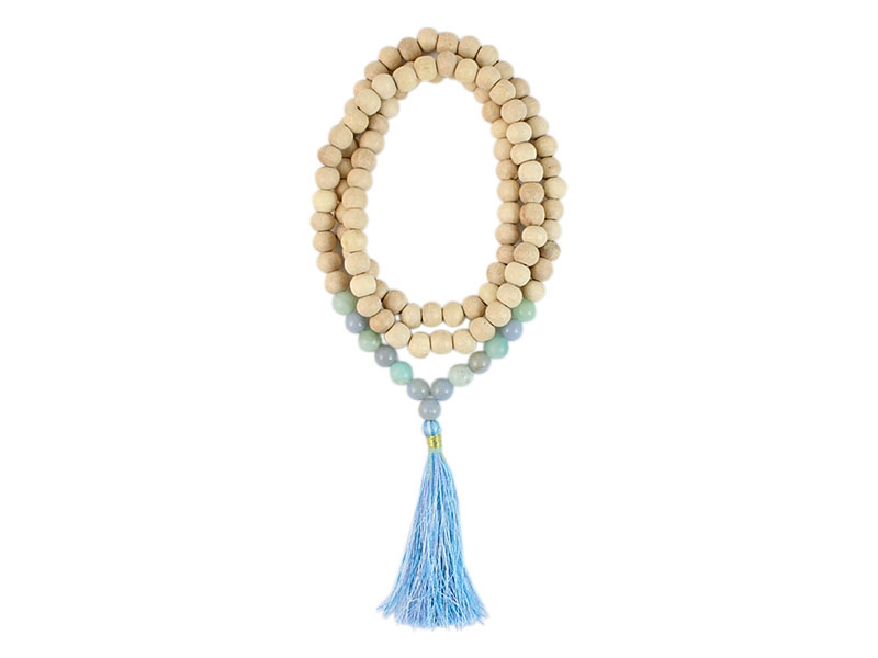 Mala Gebetskette Tulsi Mala mit Amazonit