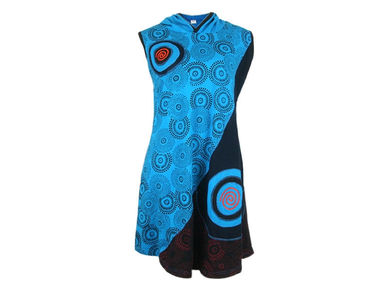 Hippie Damen Kleid Boho Kurzarm mit Spirale