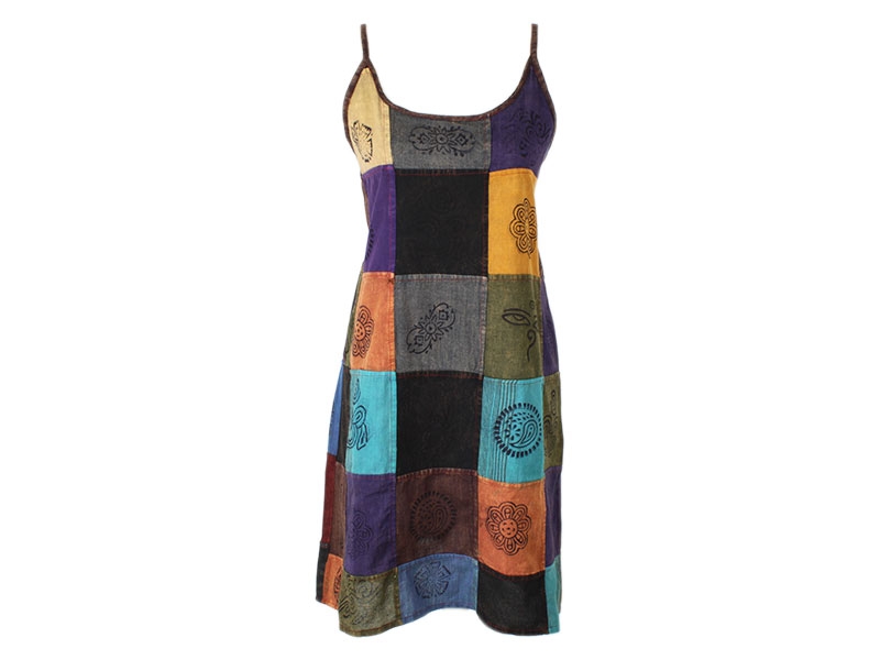 Batik Patchwork Trägerkleid bedruckt bunt