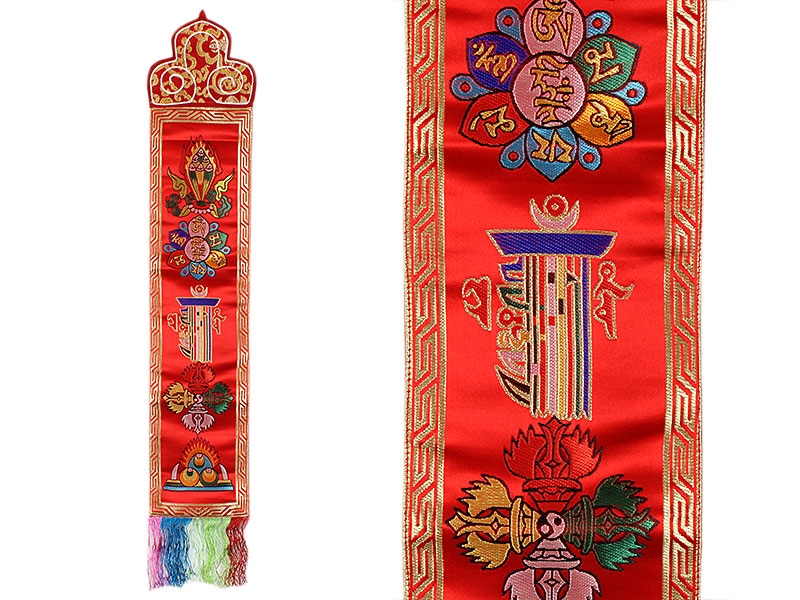 Tibetischer Wandbehang mit buddhistischen Symbolen