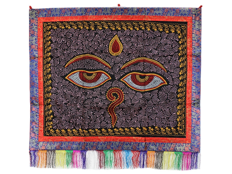 Tibetischer Wandbehang Buddha Augen schwarz