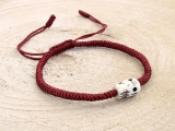 Tibetanisches Armband aus Nylon mit Totenkopfperle