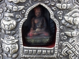 Antike tibetische Ghau Box Medaillon Shakyamuni Buddha