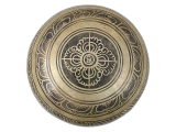 Gravierte Klangschale mit Vishuddha Chakra Gravur
