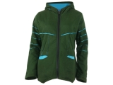 Hippie Goa Jacke mit Zipfelmütze und Fleecefutter grün/hellblau