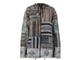 Patchwork Kapuzenjacke mit Fleece gefüttert grau