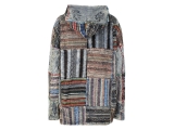 Patchwork Kapuzenjacke mit Fleece gefüttert grau