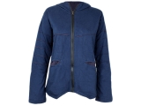Hippie Goa Jacke mit Zipfelmütze und Fleecefutter blau/lila
