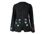 Fleece Jacke mit Zipfelmütze schwarz mit bunten Punkten
