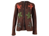 Hippie Goa Blumen Jacke mit Kapuze