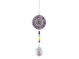 Suncatcher Mandala lila mit Glasperlen und Kristallkugel