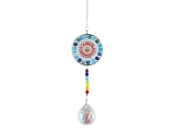 Suncatcher Mandala blau mit Glasperlen und Kristallkugel