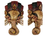 Holzmaske Ganesha handgeschnitzt hellbraun