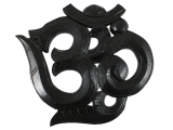 Om Symbol aus Holz geschnitzt schwarz 22 cm