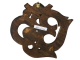 Om Symbol Holz mit Türkis Koralle Inlay 20 cm