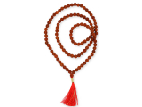 Mala Gebetskette Rudraksha 8-9 mm mit roter Quaste