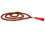 Mala Gebetskette Rudraksha 7 mm mit roter Quaste