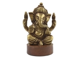 Ganesha Statue Figur sitzend auf Holzsockel 6,5 cm