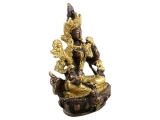 Grüne Tara Statue Messing zweifarbig Goldfarbe 9,5 cm