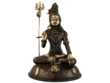 Shiva Statue Messing sitzend mit Dreizack 20 cm