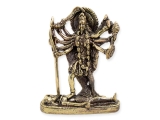 Kali stehend 10 Arme Messing Statue klein 5,5 cm