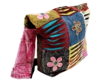 Patchwork Tasche Batik Bunt bestickt mit Blumen