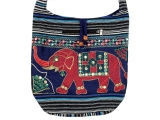 Indische Tasche Elefant bestickt mit Spiegel blau