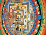 Großes Thangka Rollbild mit Kalachakra Mandala