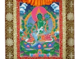 Tibetisches Thangka Rollbild Grüne Tara