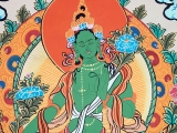 Tibetisches Thangka Rollbild Grüne Tara